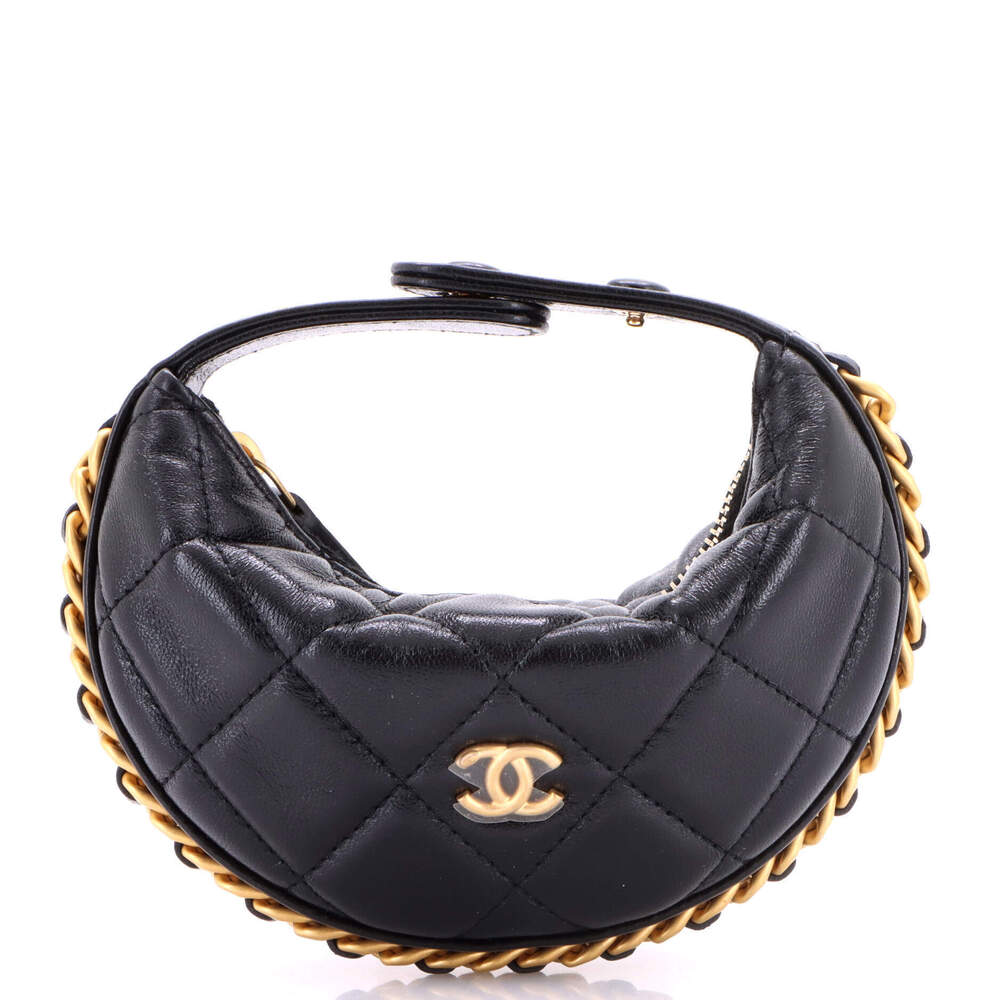Chanel Extra Mini Chain Around Hobo Pouch Quilted Lambskin